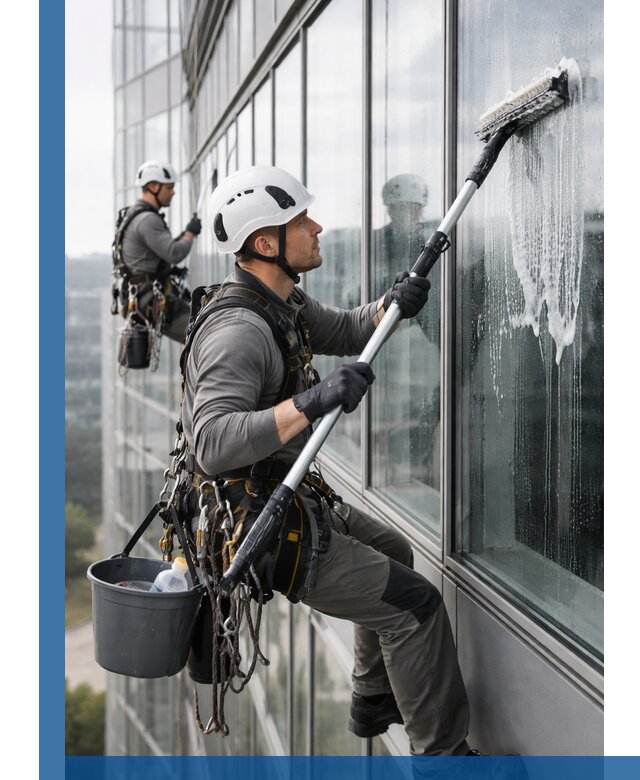 Высотная мойка сплошного остекления с выездом в Ревде