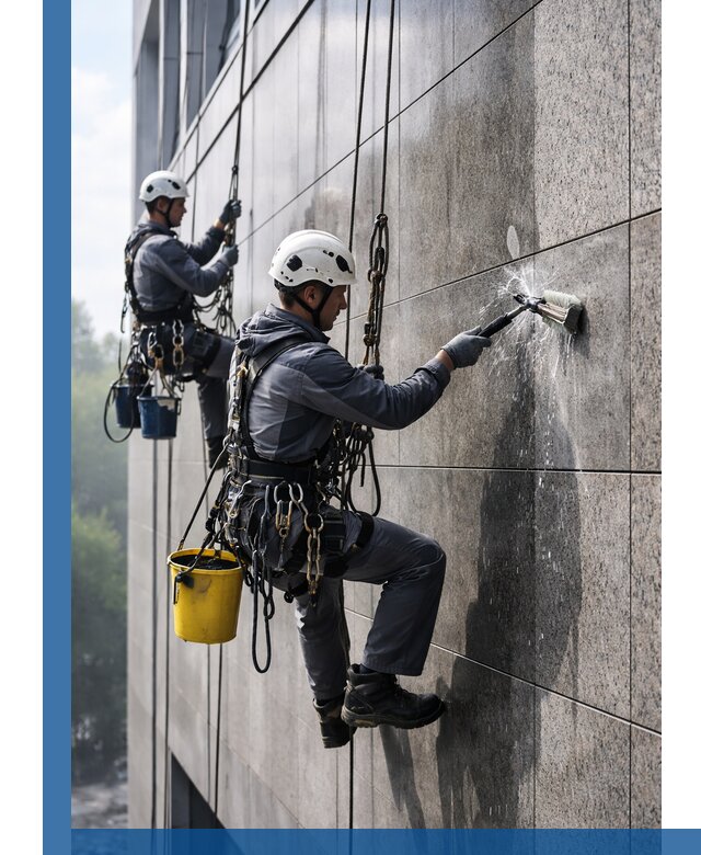 Профессиональная мойка фасада из керамогранита в Ревде