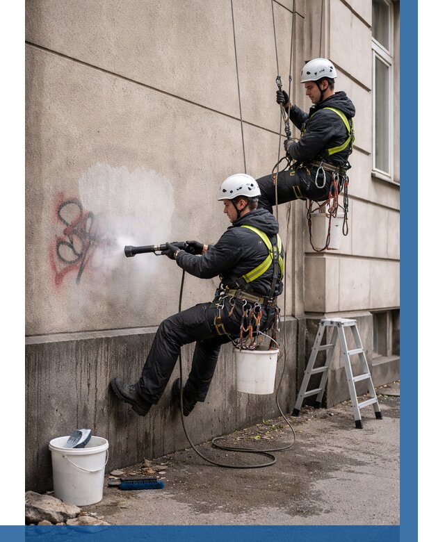 Удаление граффити с фасада в Ревде от 4761 р. | ВЫСОТНИК-Рвд