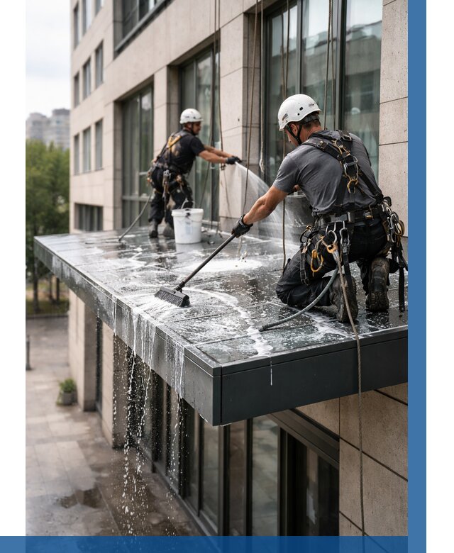 Мойка козырьков и навесов в Ревде от 3703 р. | ВЫСОТНИК-Рвд