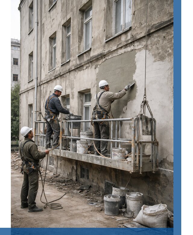 Капитальный ремонт фасада в Ревде от 4443 р. | ВЫСОТНИК-Рвд