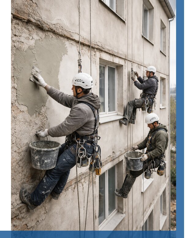 Ремонт штукатурного фасада в Ревде от 793 р. под ключ | ВЫСОТНИК-Рвд