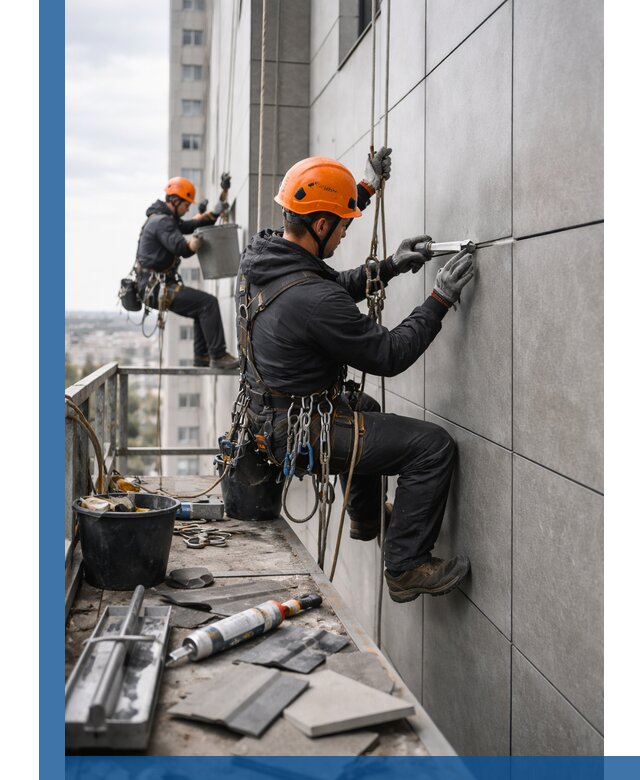 Профессиональный ремонт фасада из керамогранита в Ревде