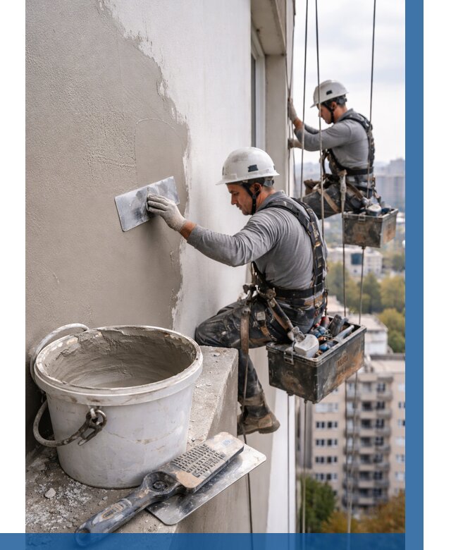 Шпаклевка фасада на высоте в Ревде от 741 р. | ВЫСОТНИК-Рвд