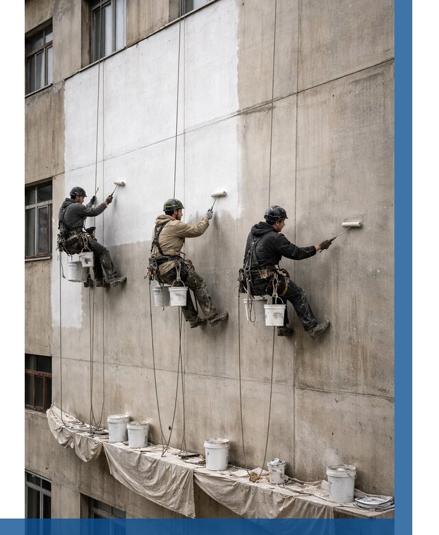 Покраска бетонного фасада в Ревде от 370 р за м2 | ВЫСОТНИК-Рвд