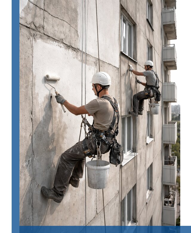 Покраска бетонного фасада в Ревде для жилых и промышленных объектов