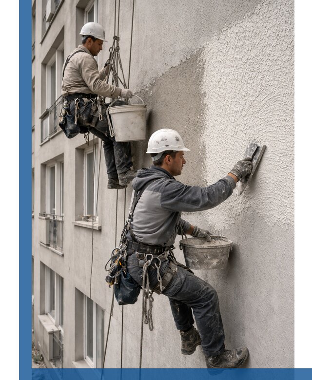 Нанесение декоративной штукатурки короед на фасад в Ревде