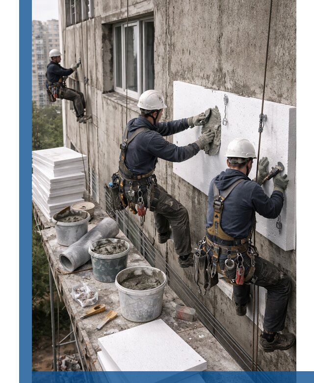 Утепление фасада пенополистиролом в Ревде под ключ