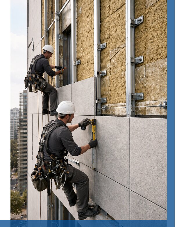 Монтаж вентилируемого фасада в Ревде от 3703 р. | ВЫСОТНИК-Рвд