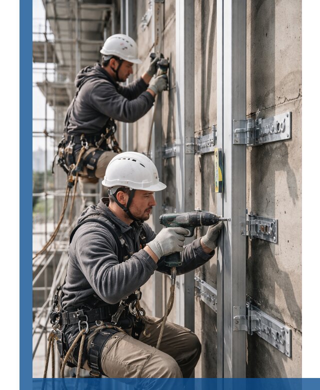 Монтаж и крепление подсистемы вентфасада в Ревде