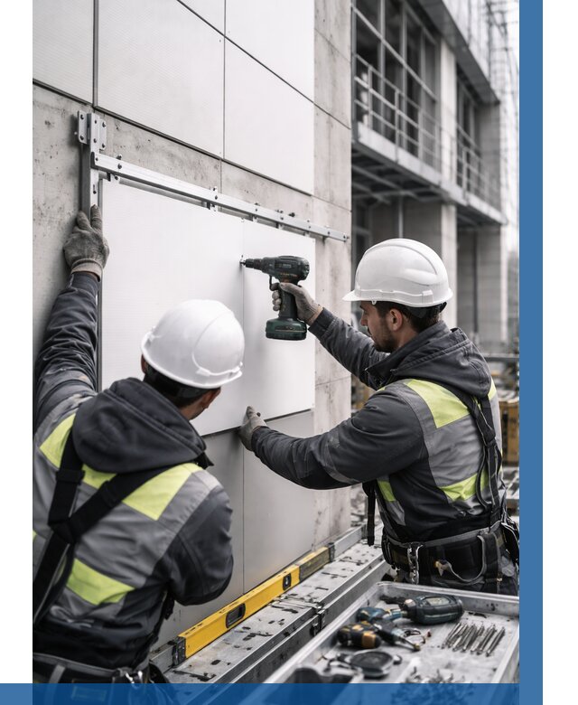 Монтаж композитных панелей фасада в Ревде от 2645 р. | ВЫСОТНИК-Рвд