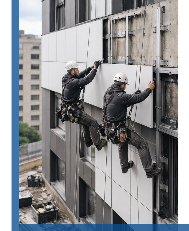 Монтаж композитных панелей фасада в Ревде под ключ