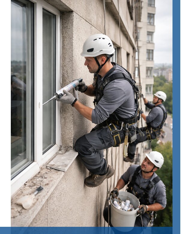 Герметизация оконных швов снаружи в Ревде от 1587 р. | ВЫСОТНИК-Рвд