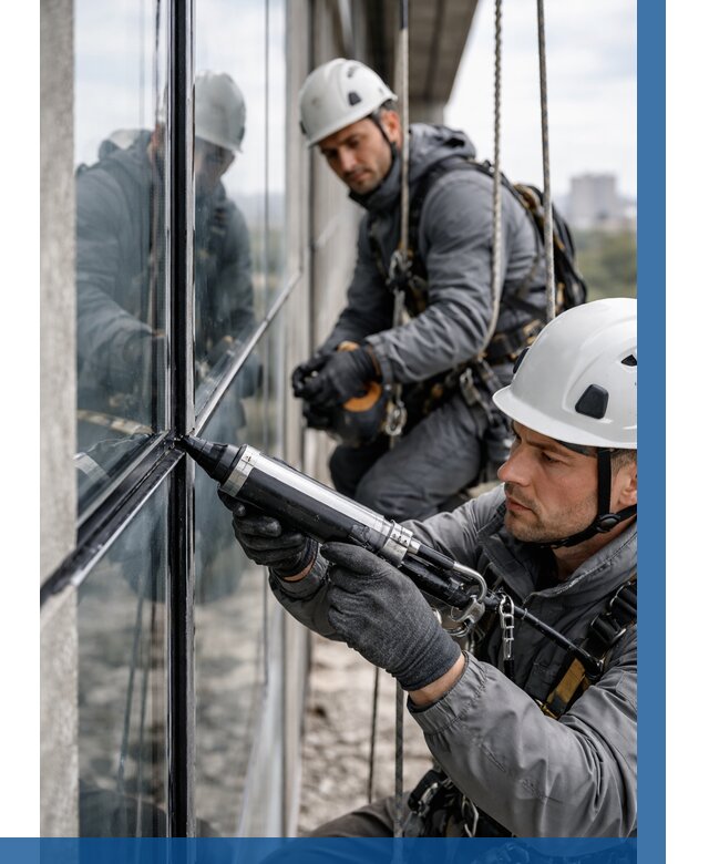 Герметизация витражных швов в Ревде от 688 р. | ВЫСОТНИК-Рвд