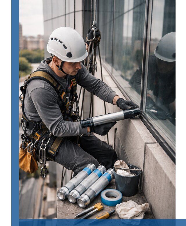 Герметизация стыков витража в Ревде для герметичных фасадов