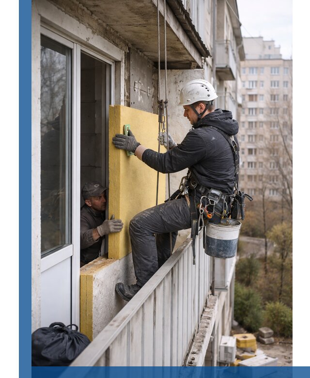 Профессиональное утепление балкона снаружи в Ревде под ключ