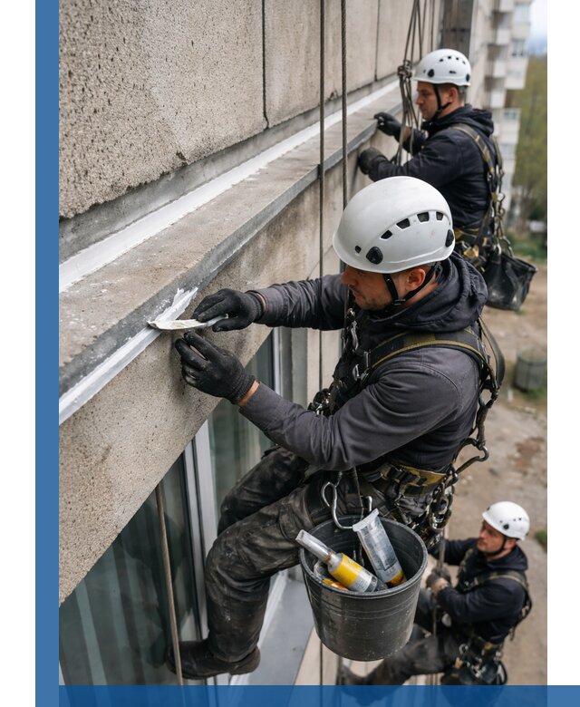 Герметизация примыкания балкона в Ревде под ключ с гарантией