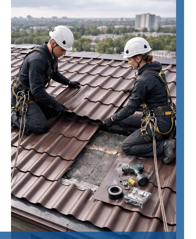 Ремонт металлочерепицы на крыше в Ревде от 952 р. | ВЫСОТНИК-Рвд