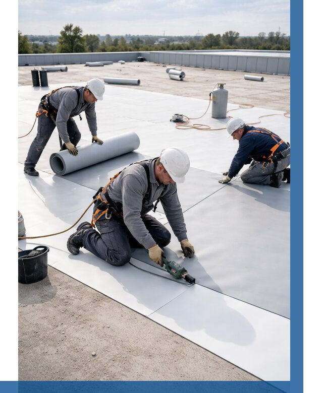 Монтаж мембранной кровли под ключ в Ревде от 1269 р. | ВЫСОТНИК-Рвд