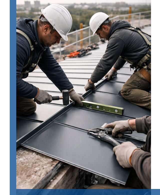 Монтаж фальцевой кровли в Ревде для промышленных зданий