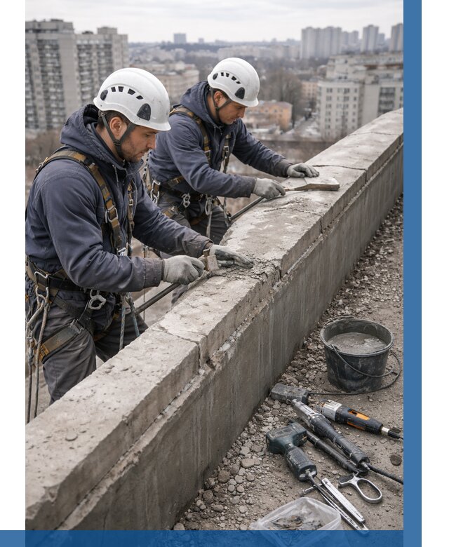 Ремонт парапета на кровле в Ревде от 1587 р. | ВЫСОТНИК-Рвд