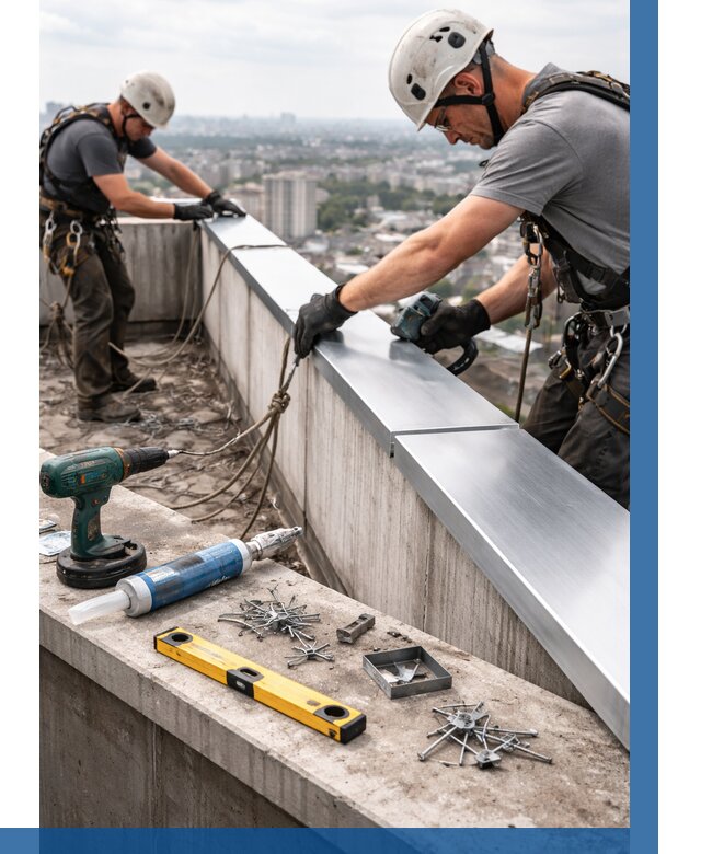 Монтаж парапетных крышек в Ревде от 846 р. | ВЫСОТНИК-Рвд