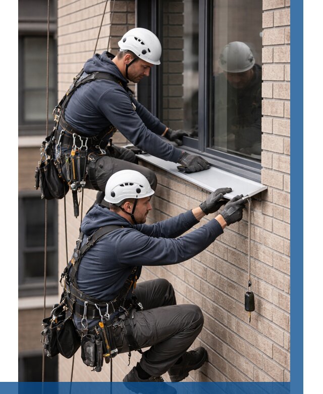 Монтаж оконных отливов под ключ в Ревде от 3703 р. | ВЫСОТНИК-Рвд