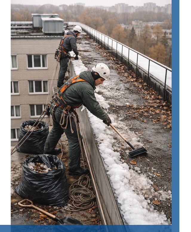 Очистка кровли по периметру в Ревде от 582 р. | ВЫСОТНИК-Рвд