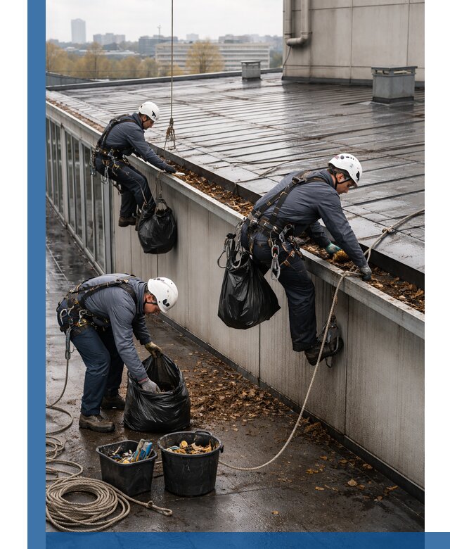 Очистка кровли по периметру в Ревде силами промышленных альпинистов