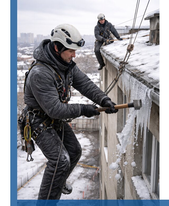 Сбивание и удаление сосулек с крыши в Ревде безопасно