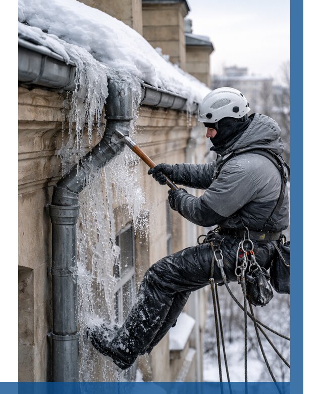 Очистка водостоков от льда в Ревде от 3703 р. | ВЫСОТНИК-Рвд