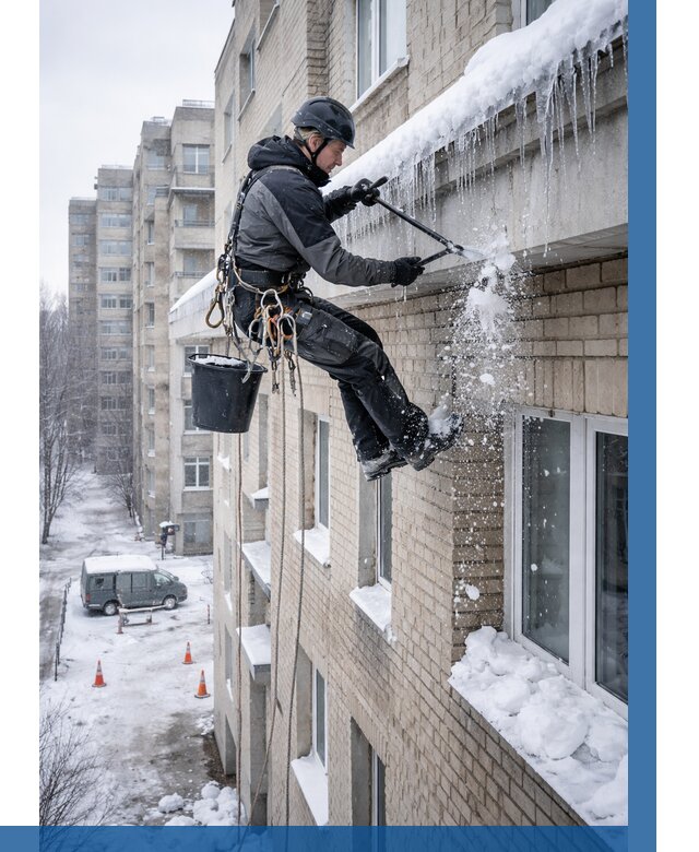 Удаление наледи с карнизов в Ревде от 370 р. | ВЫСОТНИК-Рвд