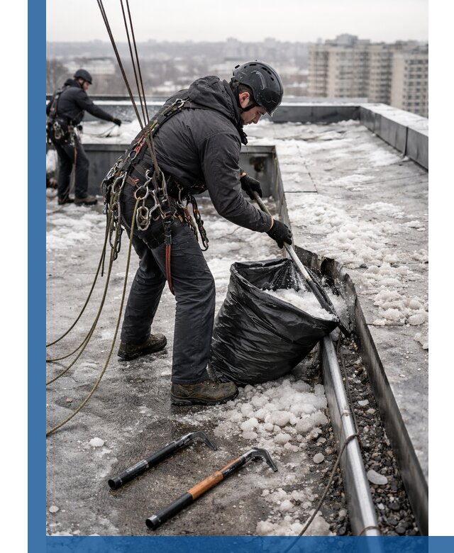 Аварийная очистка кровли в Ревде от промальпинистов