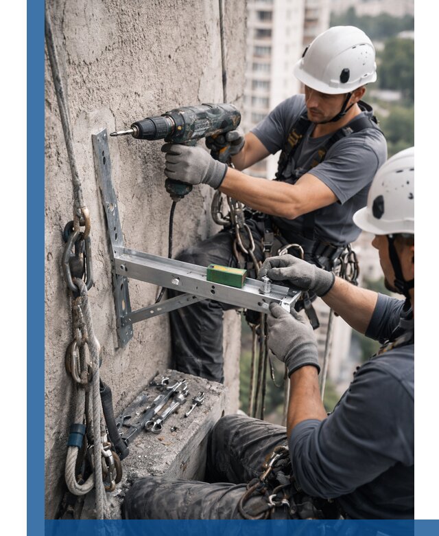 Установка кронштейнов кондиционера и крепежа в Ревде