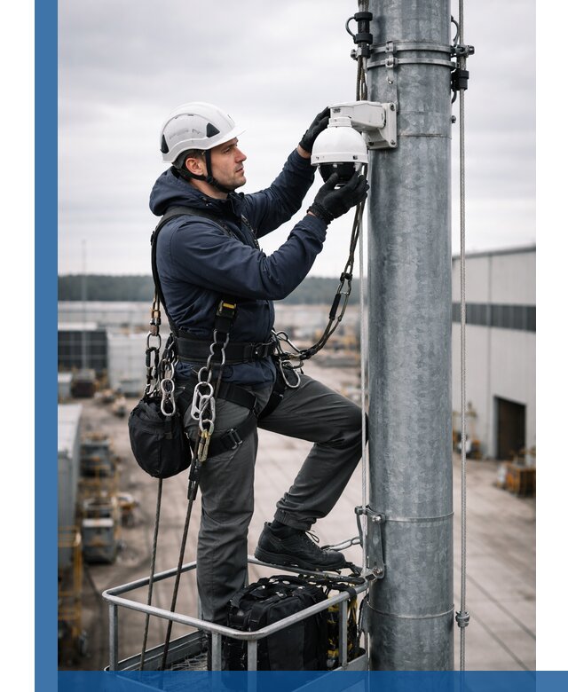 Профессиональная установка видеокамер на мачте в Ревде