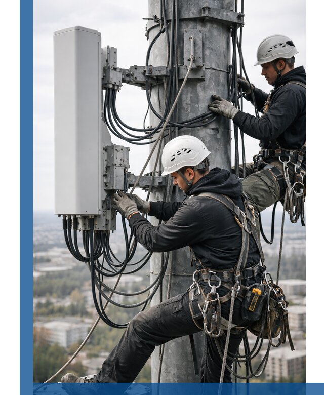 Монтаж оборудования связи на мачте в Ревде с пусконаладкой