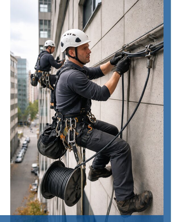 Прокладка кабеля по фасаду в Ревде от 370 р. | ВЫСОТНИК-Рвд