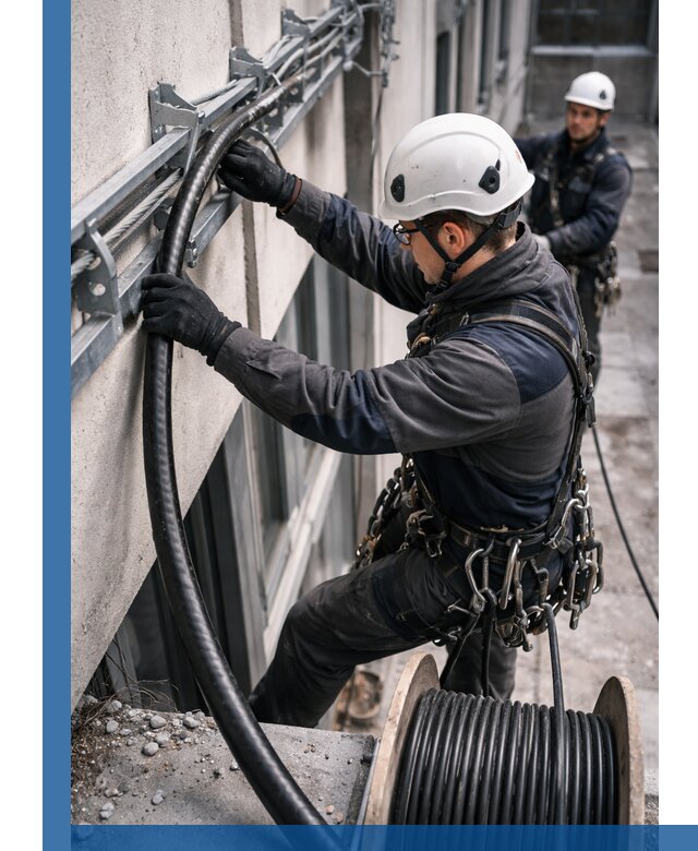 Протяжка кабеля питания на высоте в Ревде с гарантией безопасности и качества