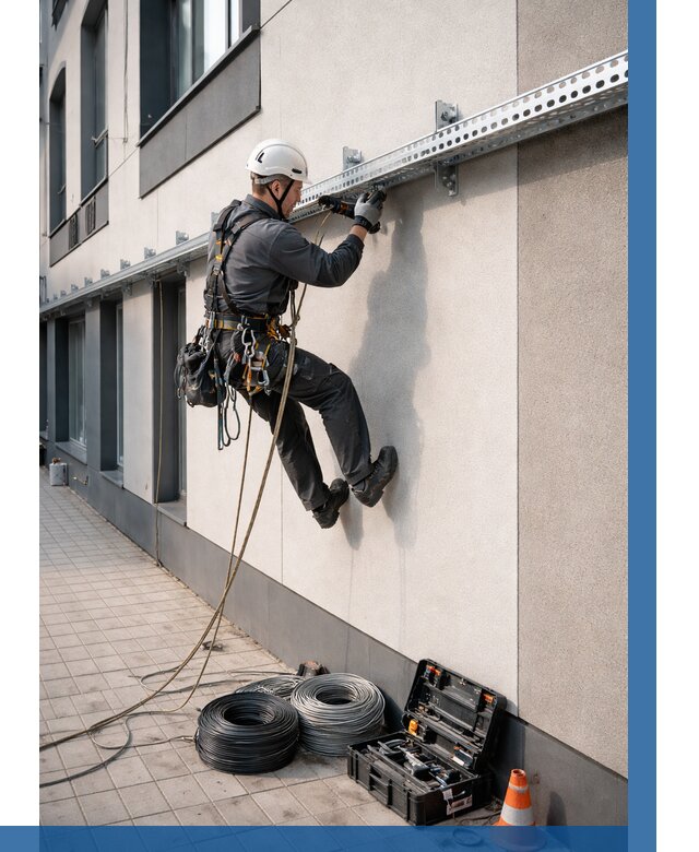 Монтаж кабельных лотков на фасаде в Ревде от 1269 р. | ВЫСОТНИК-Рвд