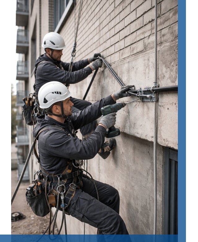 Крепление кабеля на фасаде в Ревде от 370 р. | ВЫСОТНИК-Рвд