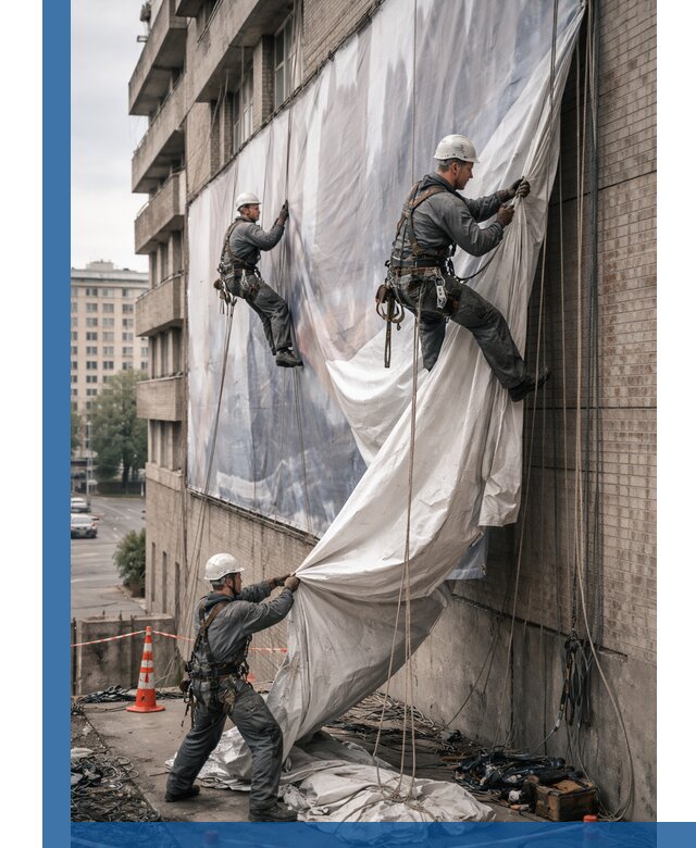 Демонтаж баннеров с фасада в Ревде оперативно и безопасно