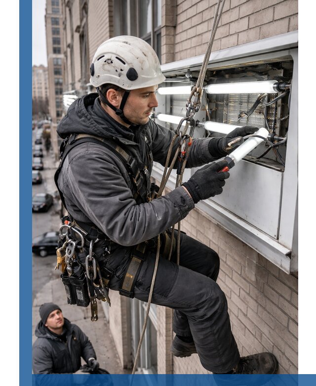 Профессиональная замена ламп в наружной вывеске в Ревде