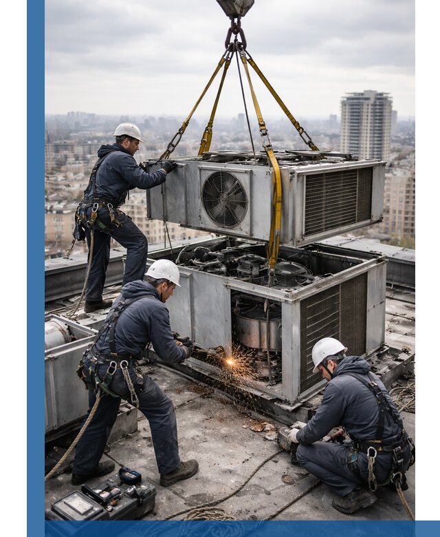 Демонтаж крышной установки в Ревде любой сложности