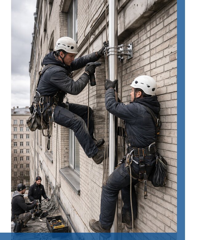 Монтаж флагштока на здании в Ревде от 6876 р. | ВЫСОТНИК-Рвд