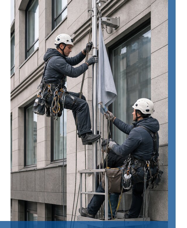 Установка флагов на фасаде в Ревде от 4761 р. | ВЫСОТНИК-Рвд