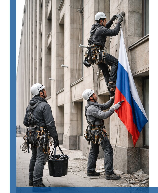 Профессиональная установка флагов на фасаде в Ревде