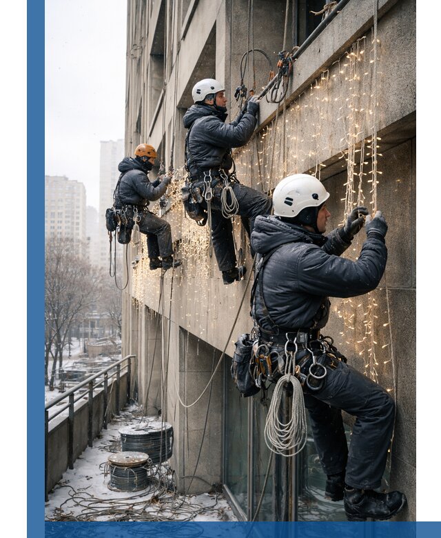 Монтаж новогодней иллюминации и украшение фасадов в Ревде