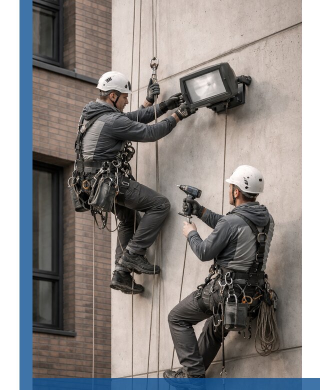 Профессиональный монтаж фасадных прожекторов в Ревде под ключ