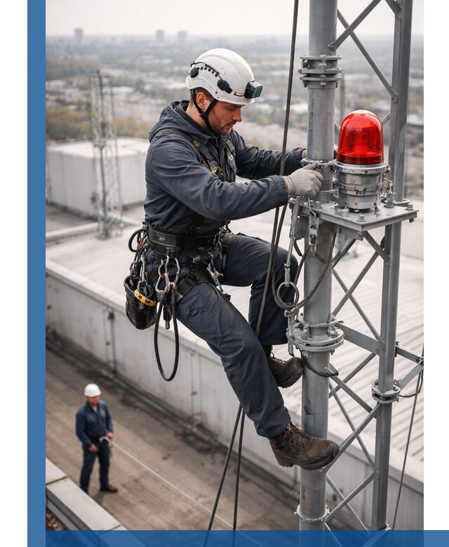 Монтаж заградительных огней и обслуживание объектов в Ревде