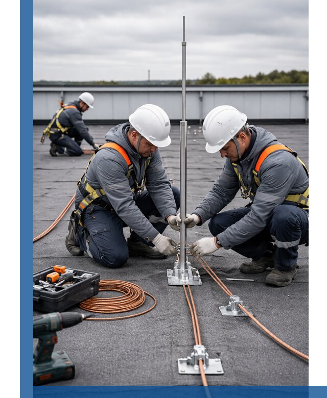 Монтаж молниезащиты на кровле в Ревде под ключ с гарантией